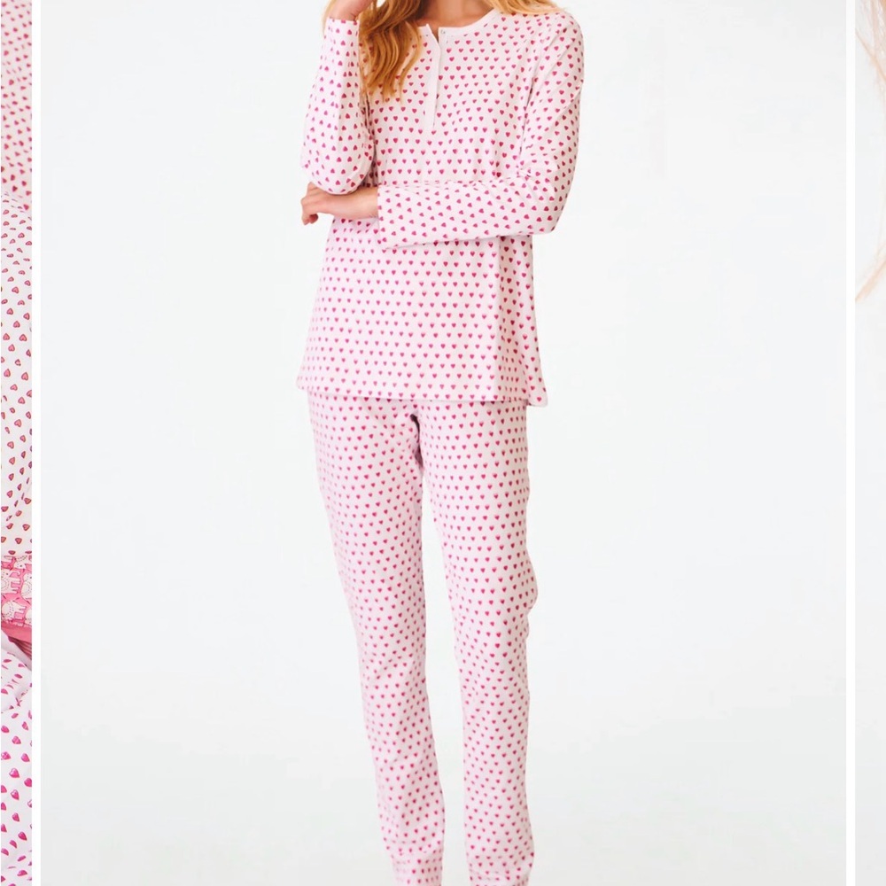 Roller Rabbit Pink Heart Print Kids Pajama Set